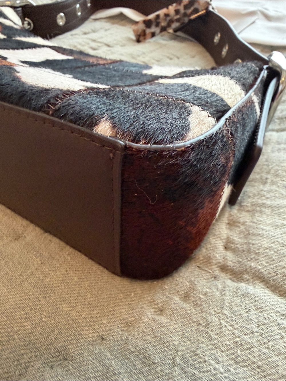 Coach Cowhide Patchwork Shoulder Bag in Black & White - Picture 5 of 9